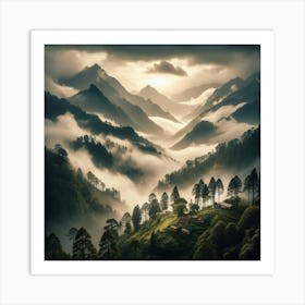 Clouds In The Mountains Art Print