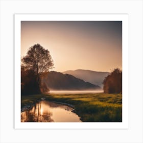 Sunrise Over A River 1 Art Print