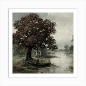 Tree By A River Art Print