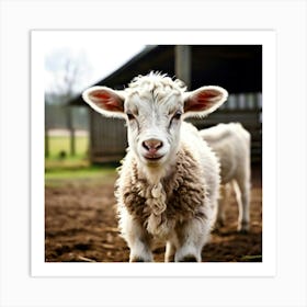 Baby Lamb On A Farm Art Print