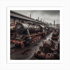 Rusty Locomotives Art Print