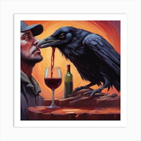 Crow And Wine 1 Art Print