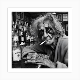 Old Lady At The Bar Art Print