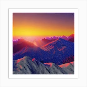 Sunset In The Mountains 3 Art Print