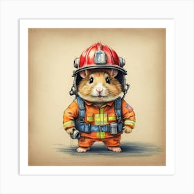 Firefighter Canvas Art Art Print