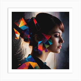 Woman With Colorful Triangles Art Print