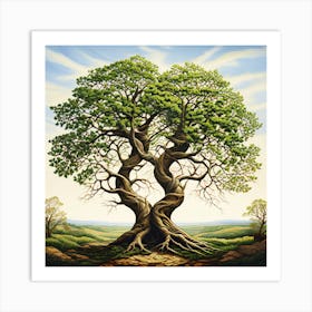 Tree Of Life, Two Intertwined Trees Growing Together Symbolizing Enduring Love And Partnership 3 Art Print