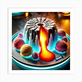 A Sci Fi Inspired Dessert Named Frozen Fire Cake, Art Print