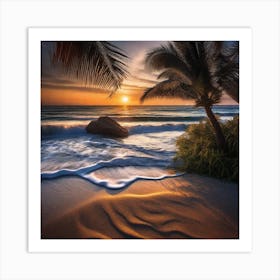 Sunset On The Beach 75 Art Print