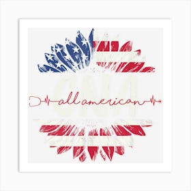 All American Cna Life American Flag Sunflower Art Print