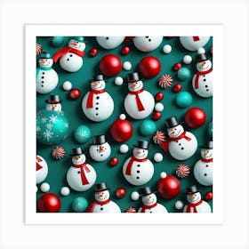 A Christmas Theme Art Having Snowmancandiesteal Red And White Theme Abstract Pattern By Jacob 603484836 (2) Art Print