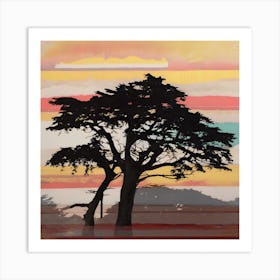 Cypress Tree At Sunset Art Print