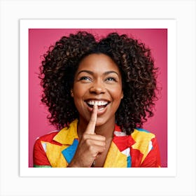 African American Young Woman Smiling With An Expression Of Happiness And Success Isolated Against (3) Art Print