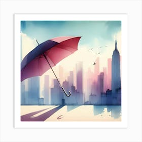 Umbrella In The Rain Art Print