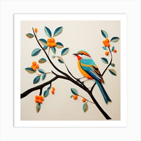 Peruvian Textile Art, Bird On a Branch, folk art, 132 Art Print