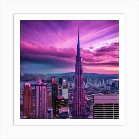 Sunset Over Burj Khalifa Art Print