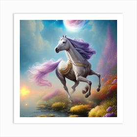 Horse In The Moonlight Art Print