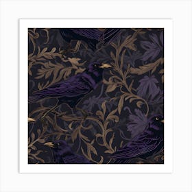 Ravens Fabric Art Print