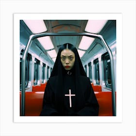 Nun on the subway. 2023 Art Print