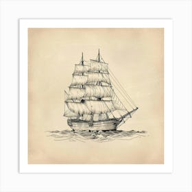 Sailing Ship In The Sea Art Print