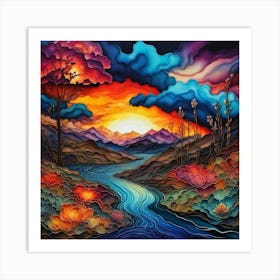 Sunset In The Valley Art Print