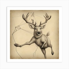 Deer With A Kite Art Print