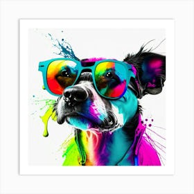 Colourful Dog Sunglasses (30) Art Print
