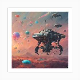 Spaceships And Planets Art Print