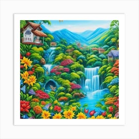 Waterfall In The Jungle 9 Art Print