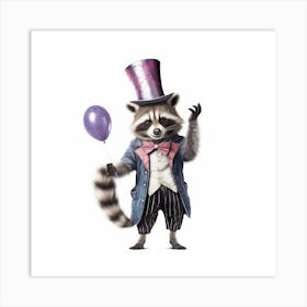 Raccoon In Top Hat Art Print