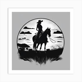 Cowgirl On Horseback 1 Art Print