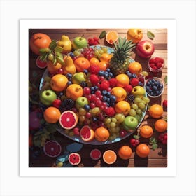 Absolute Reality V16 Top View Healthy Fruits Arrangement Highl 1 Art Print