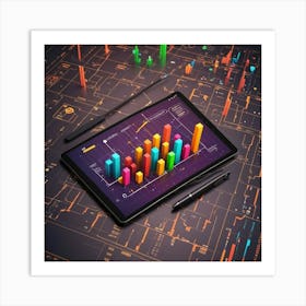 Tablet Pc With Graphs Art Print