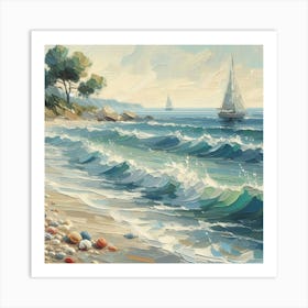 Seascape Painting, Acrylic Painting Style Art Print