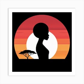 Silhouette Of African Woman Art Print