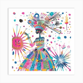 Woman In A Colorful Dress 6 Art Print