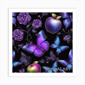 Butterfly And Roses Art Print