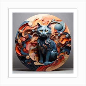 Abstract Cat Sculpture Art Print