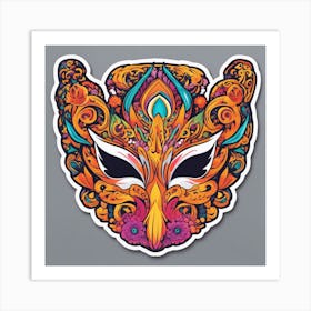 Vibrant Sticker Of A Paisley Pattern Mask And Based On A Trend Setting Indie Game Art Print