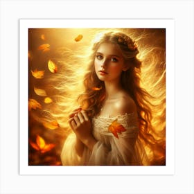 Beautiful Girl In Autumn Art Print