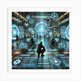 A Futuristic Sci Fi Scene Depicting Harmony Operatives Hacking Art Print