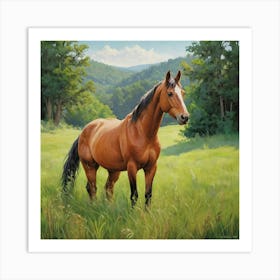 Horse In The Grass Art Print 3 Art Print