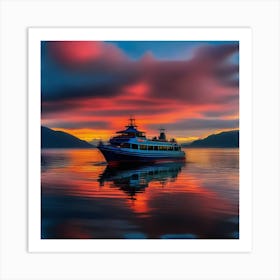 Sunset On A Boat 20 Art Print