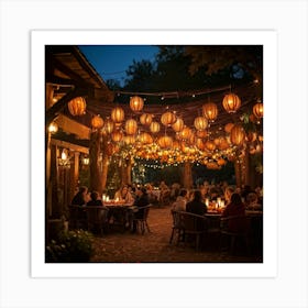 A Lively Autumn Festival Drenched In Rustic Charm Cascading Lanterns Of Burnished Gold And Amber (7) Art Print