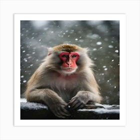 Snow Monkey Art Print