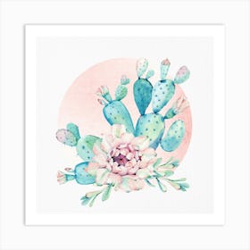 Cactus Sunset - Boho Watercolor Summer Art Print