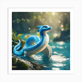 Blue Snake In The Water Art Print