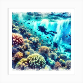 Scuba Diving Underwater Art Print