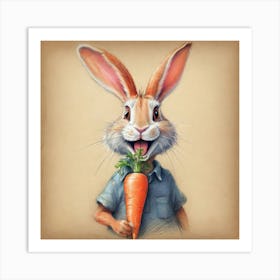 Bunny Holding Carrot Art Print