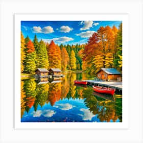 Autumn Lake In The Woods Art Print